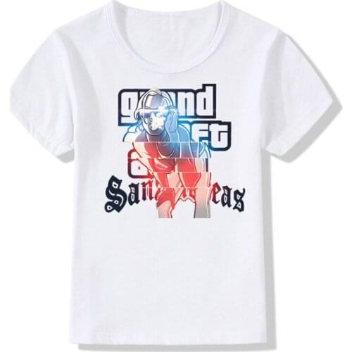 Boy and Girl Print Grand Theft Auto GTA Game Fashion T-shirt Children Short sleeve O-Neck T shirt Kids Tops Tee Baby Clothes