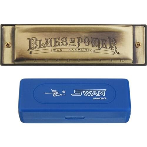 Blues C Key Harmonica 10 Holes 20 Tones High-end Bronze Color Musical Instrument Woodwind Mouth Organ Swan Harmonicas Harps