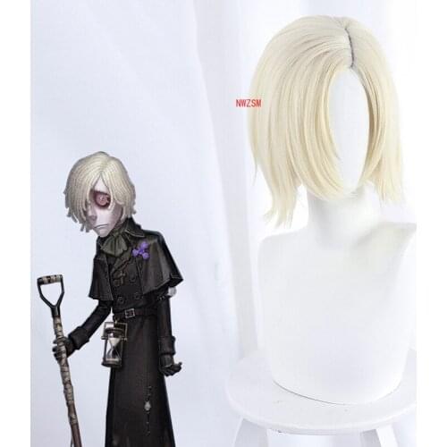 Hot Game Identity V Tomb Keeper Andrew Kress Cospaly Wigs Light Gold Short Synthetic Hair Halloween Party Carnival Costume Wig