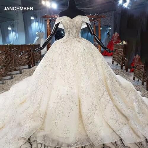 HTL1921 Luxurious Beautiful Sequined Beading Wedding Dress 2020 Short Sleeve Applique Ball Gowns Crystal Sweetheart