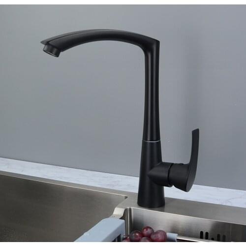Matte Black Kitchen Mixer Faucet Modern Kitchen Faucet Mixer Tap Ceramic Valve Core Single Holder Single Hole