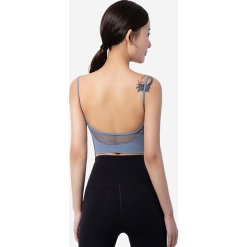 Sexy Net Yarn Patchwork Big U Back Women Yoga Vest Shockproof Training Quick Drying Sports Bra Outdoor Running Cycling Camisole