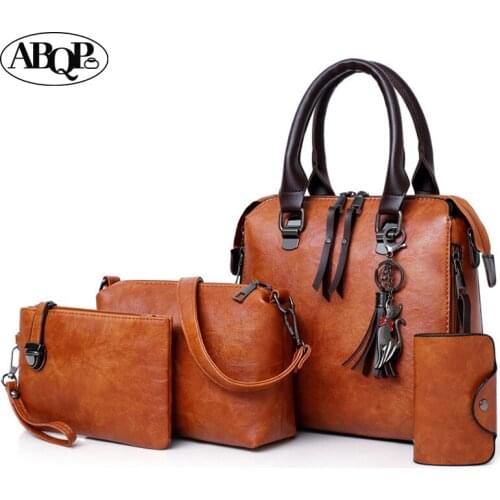 Fashion Leather Shoulder Messenger Bag Tote Bag Wallet Bolsa 4pcs/set Women Composite Bag High Quality Ladies Handbag Female Set