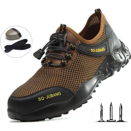 Mens Work Safety Shoes Womens Breathable Steel Toe Cap Sneakers Anti-puncture Work Safety Boots Outdoor Training Shoes Men