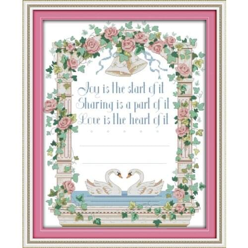 Never separate stamped cross stitch kits flower and swan pattern 11CT 14CT counted embroidery handmade needlework set home decor