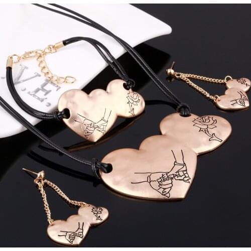 2018 New Sculpture Jewelry Sets For Women Rope Chain Necklace Pendant Earrings Bracelets For Women Jewelry Set Free Gift Box