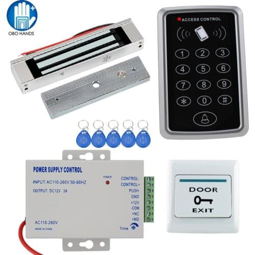 RFID 125KHz Access Control Kits Door Opener Keypad with DC12V Power supply Electronic Lock 10 Key fobs for Home Security System