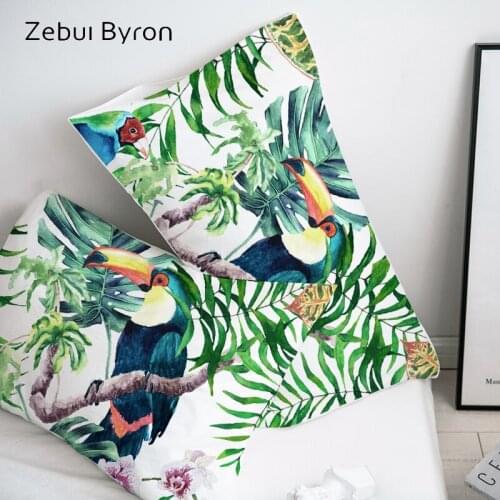 3D HD Pillow Case Pillowcase Custom/50x70/50x75/50x80/70x70 Decorative Pillow Cover,Eucalyptus toucan Bedding Drop Shipping