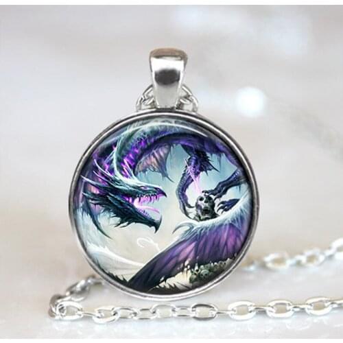 2019 New Fashion Dragon Pendant Necklace Demon Dragon Pendants Glass Dome Jewelry Necklace Pendant
