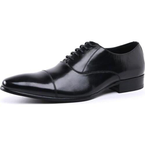New genuine leather dress shoes men oxfrods pointed toe lace up mens wedding shoes man high grade office work shoes size 37 44