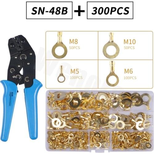 O-type Bare Terminal Cable Wire Connector SN-48B Crimping Pliers spring Eye Barrel Electrical Spade Round Lug Cold pressing Ring