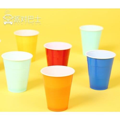 In stock 8 sets of two-color layer tableware birthday event party dress up supplies cold drink PP plastic cup multicolorOptional