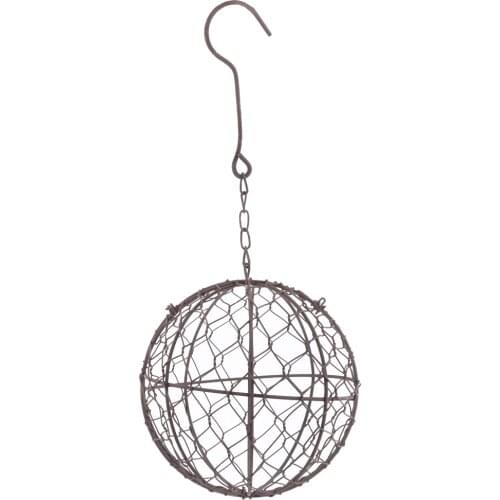 MagiDeal Rustic Romantic Iron Frame Ball Shape Succulent Pot Hanging Pot Hanging / Freestanding Metal Planter Flower Pots