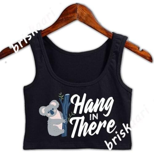 Hang In There Koala Unisex Crop Top Women Spring Autumn Gents Euro Size S-3xl Novelty Sunlight Tank Top Girls Customize Vest
