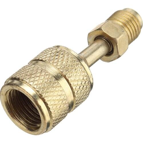 Durable Split Ductless Service Port Adapter 5/16" SAE Female To 1/4" SAE Male Brass Air Condition R410a Adaptor