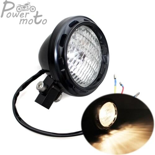 Retro Billet Aluminum Motorcycle H4 12V 60/55W Vintage Head Light for Cafe Racer Sportster XS650 Black E-mark Head Lamp