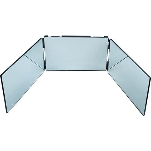 Retractable Hanging Three Sided Folding Makeup Mirror Freely Adjustable Height Shaving Hairdressing Mirror Three Fold Mirror