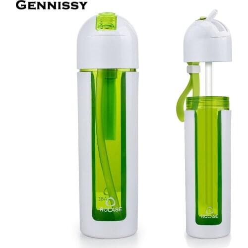 GENNISSY 350ml/500ml Sports Straw Water Bottle For Outdoor Bicycle Cycling Tritan Sports Gym Drinking Bottles BPA Free