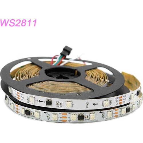 DC12V 5m Addressable WS2811 Smart LED Strip Light WS2811 IC 5050 RGB pixels LED Lamp Tape 30/48/60 leds/m IP30/IP65/IP67