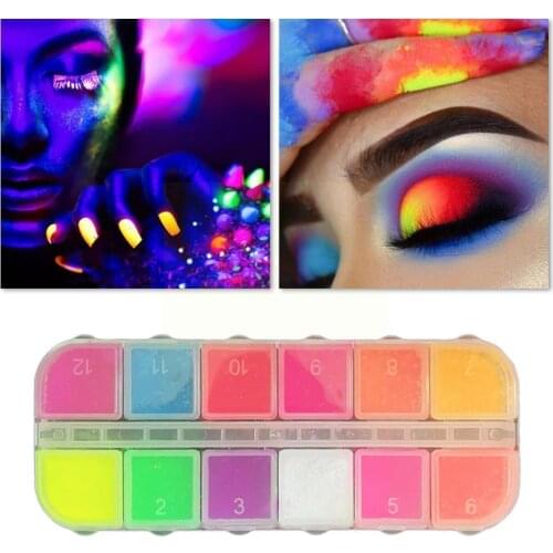 12 Color Fluorescent Powder Nail Art Eye Makeup Glitter Material Sequin Sequins N0P8