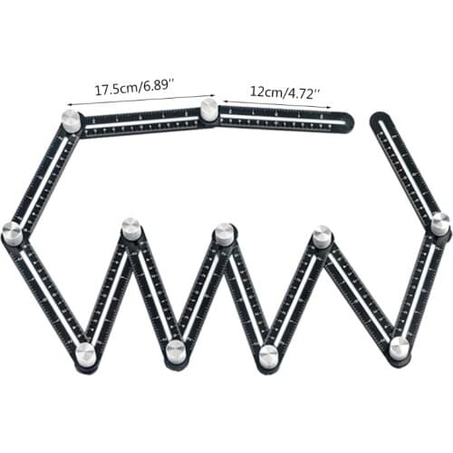 12-Side Rulers Tile Opening Locator Paving Floor Tiles Folding Rule Universal Perforation Multi Angle Measuring Ruler KX4B