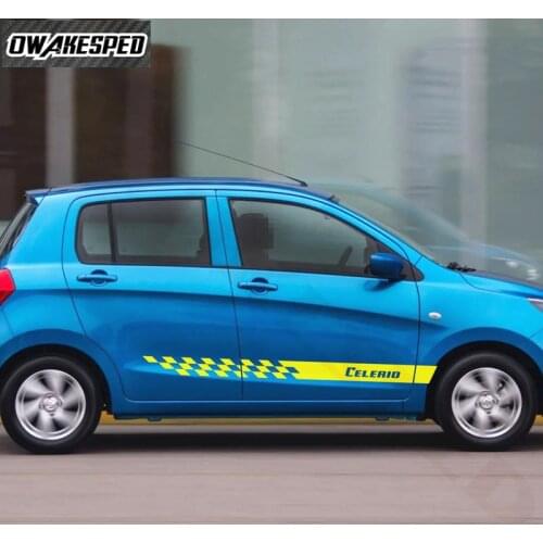 2pcs Car Sticker Racing Stripes Door Side Skirt Decor Decals For-Suzuki CELERIO Auto Sport Styling Body Stickers Vinyl Decal