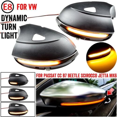 2 Pieces LED Side Wing Dynamic Turn Signal Light for VW Passat CC B7 Beetle Scirocco Jetta MK6 Rearview Mirror Indicator