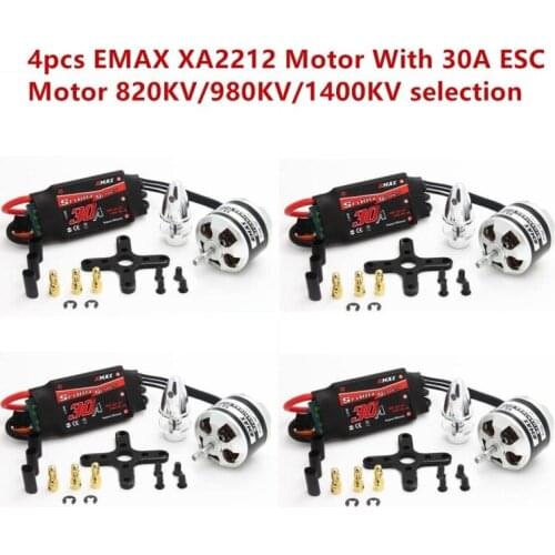 4Pcs EMAX XA2212 820KV 980KV 1400KV Brushless Motor With Simonk 30A ESC For RC Model