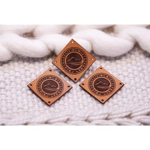 55pcs Customize leather product Tags for Knitting Crochet items Brand logo Handmade clothing label Sew on Handcraft items labels