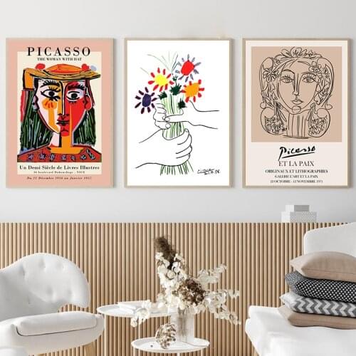 Picasso Abstract Art Painting Exhibition Posters and Prints Modern Gallery Museum Wall Art Canvas Picture Living Room Home Decor