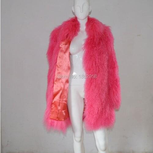America Clothing Design SJ001 Bright Pink Beautiful Real Fur Coat Girls Warm Winter Overcoats 2019