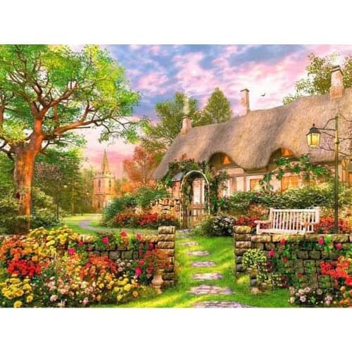 Big tree, garden house Needlework Cross stitch sets 14CT Unprinted Embroidery kits Arts Cross-Stitching,DIY Handmade home Decor