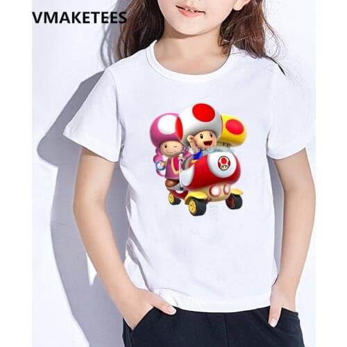 Kids Summer Girls & Boys Funny T shirt Children Super Captain Toad Cartoon Print T-shirt Cute Casual Baby Clothes
