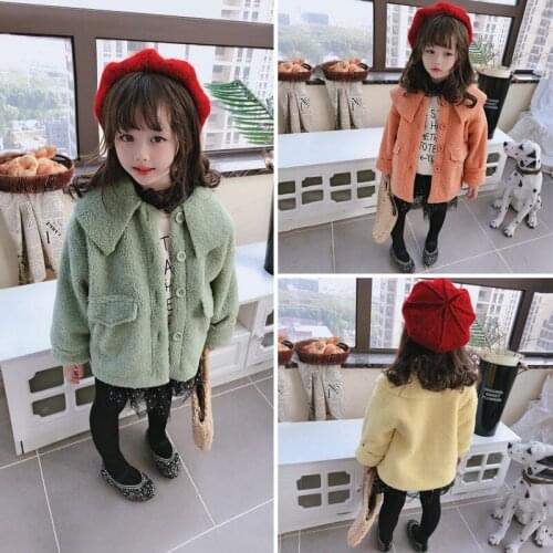 Kids Coats Autumn Winter Thicken Lamb Lapel Jacket Tops For Girls Toddler Baby Clothing 2019 High Quality 2 3 4 5 6 Y Girls Coat