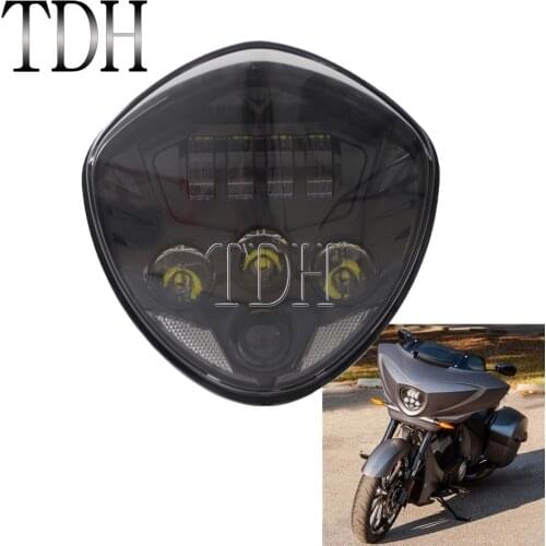 Motorcycle Black LED Headlight High / Low Beam Head Lamp For Victory Cruisers Cross Country 2007-2016 Retro Front Head Light