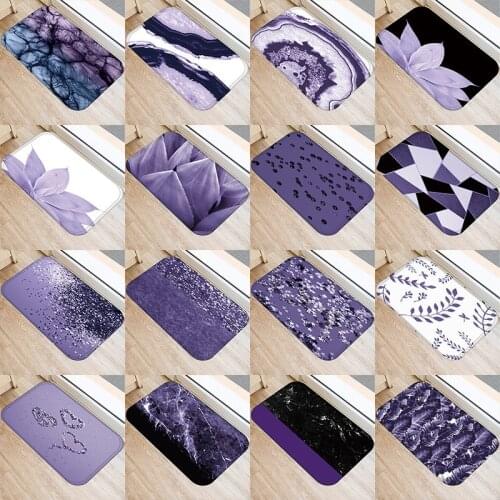 Purple Plant Kitchen Entrance Door Mat Coral Velvet Carpet Rubber Colorful Indoor Floor Mats Non-Anti-Slip Rug 48266