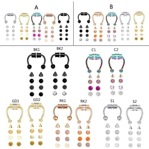 Fake Septum Piercing Magnetic Horseshoe Nose Ring Non Piercing Clip Stainless Steel Reusable Crystal Nose Hoop Body Jewelry Gift
