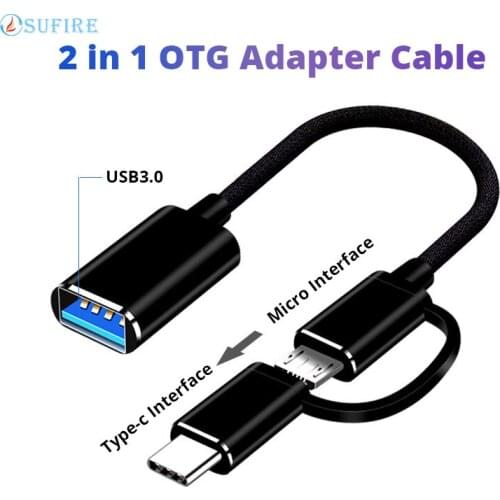 2 In 1 Type-C Micro To USB3.0 OTG Adapter Cable USB3.0 OTG Connector Fast Transfer Connector For Mobile Phone Tablet U Disk