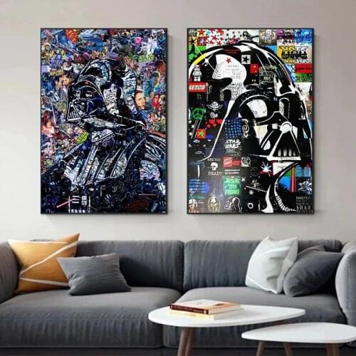 Classic Science Fiction Movie Star Wars Art Posters And Prints Dark Sides Collage Canvas Painting Wall Art Picture Home Decor
