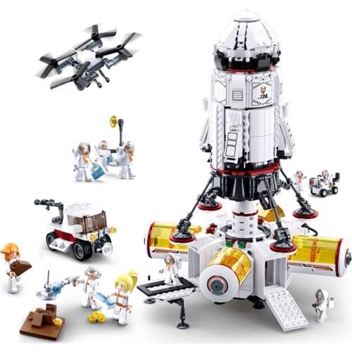 Space Station Base Transport Rocket Launch Mars Astronaut Exploration Brick Building Block Spaceship Model Childrens Toy Gift
