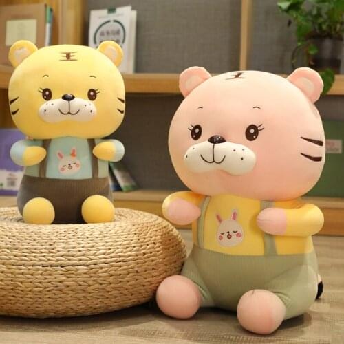 Creative cute tiger plush toy kawaii overalls tiger plush doll home office decoration holiday gift