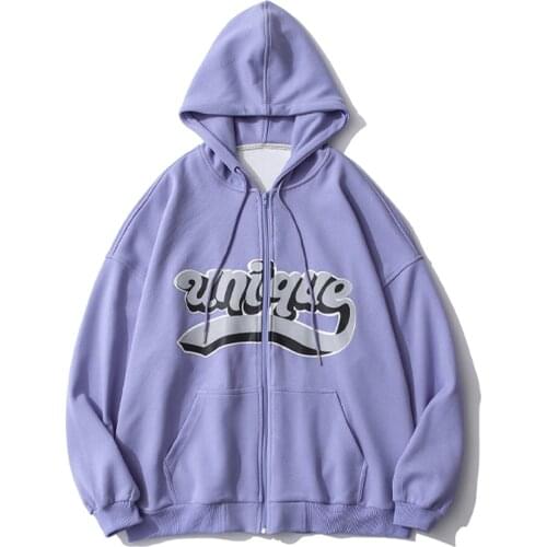 LACIBLE Zipper Jacket Coat Men Women Hip Hop Streetwear Hoodie Letter Print Harajuku 2021 Spring Hoodie Sweatshirt Loose Unisex