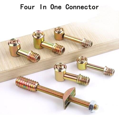 M6 M8 Furniture Hardware 3-in-1/4-in-1 Connection Piece Bed Assembly Piece Hammer Nut Screw Eccentric Wheel Accessories 2PCS