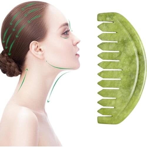 Jade Massage Comb Face Gua Sha Massager Natural Healing Stone Gouache Scraper Head Neck Back Leg Health Skin Care Tool