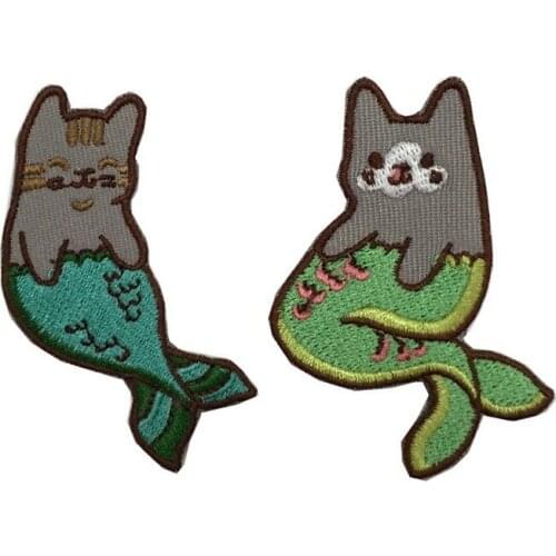 10pcs/lot New Embroidery Patch Anime Kids Clothing Decoration Accessory Creative Animal Fish Cat Diy Iron Heat Transfer Applique