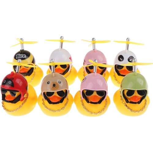 New Cute Car Bicycle Decorate Lovely Small Yellow Duck Helmet Sunglasses Outdoor Sports Car Ornaments Room Decoration