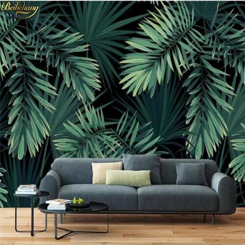 Beibehang Custom photo wallpaper mural European retro hand painted rainforest banana leaf background wall papel de parede