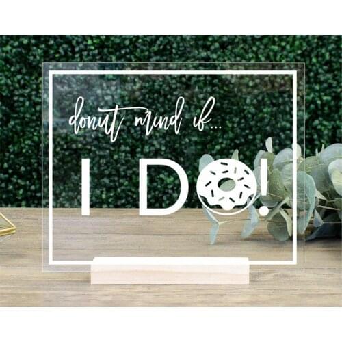 Donut Bar Table Sign Acrylic Wedding Sign Sweets Table Bar Sign Cake Table Clear Acrylic Wedding Signage Calligrapher
