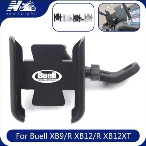 With Logo For Buell XB9/R XB12/R/XT Motorcycle Mobile Phone Holder GPS Navigator Rearview Mirror Handlebar Bracket Accessories