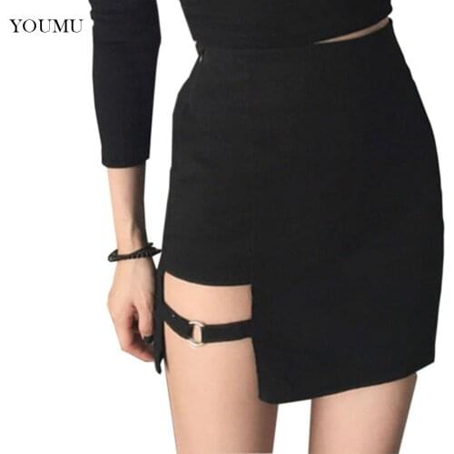 Sexy Ladies Asymmetrical Skirt High Waist Hollow Out Dance Clubwear Short Mini Bodycon Skirts Black Red New Fashion 200-873